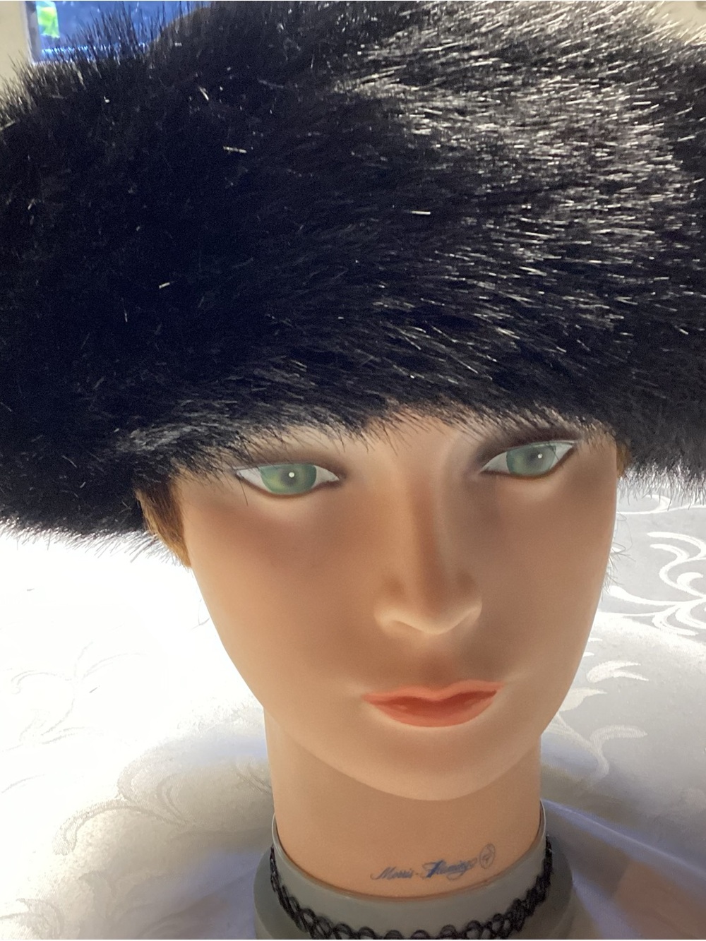Black Faux Fur Wide Band Hat - Women Accessories